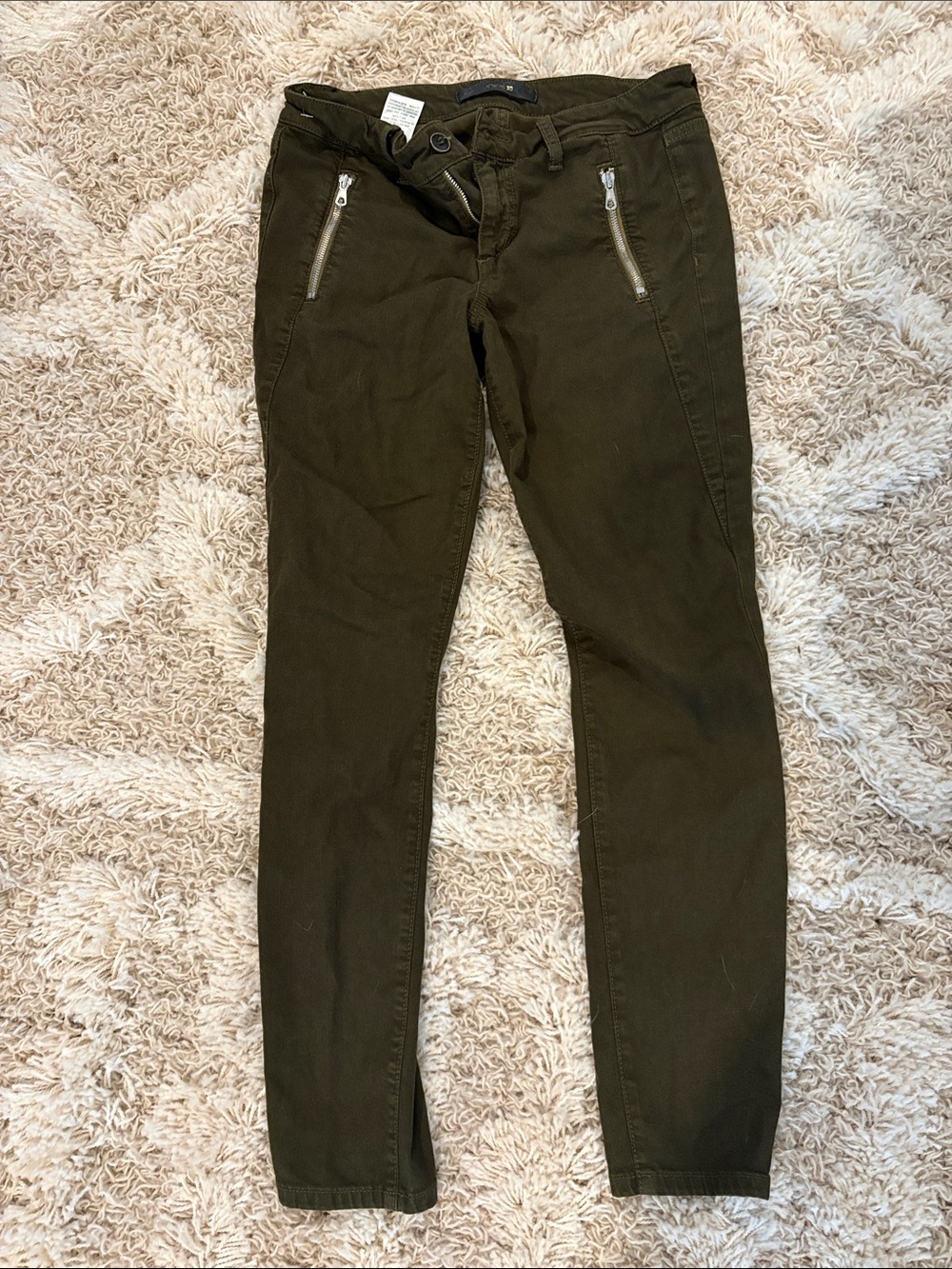 Joe's Jeans Olive Skinny Pull-On Pants with Zip Pockets